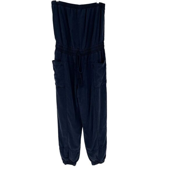 Anthropologie On The Road Tencel Strapless Jumpsuit Jogger Blue Women Medium - Picture 1 of 10